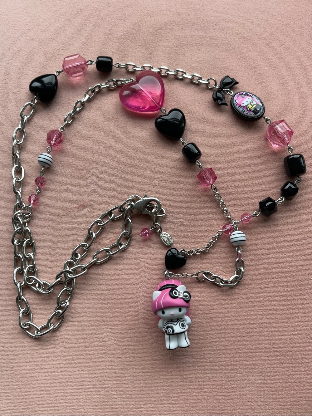 Tarina Tarantino Hello Kitty Pink & Black Charm Necklace
